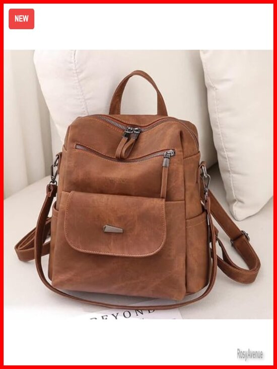 Faux Leather Small Backpack Purse for Women Ladies Waterproof Handbag